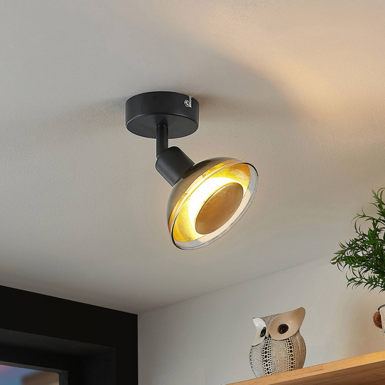 Lindby Erin LED-väggspotlight svart/guld, adaptiv