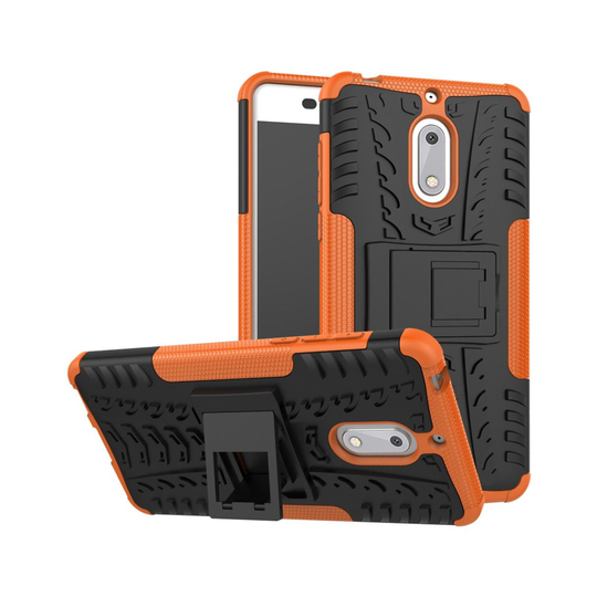 Nokia 6 Modernt hybird skal med kickstand - Orange