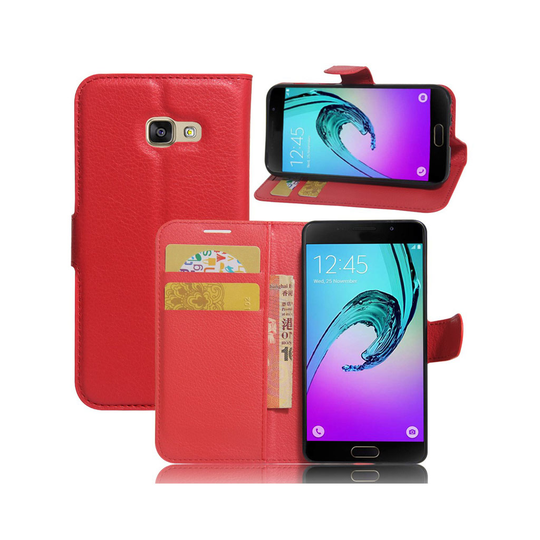 Samsung Galaxy A3 (2017) litchi läderfodral - Röd