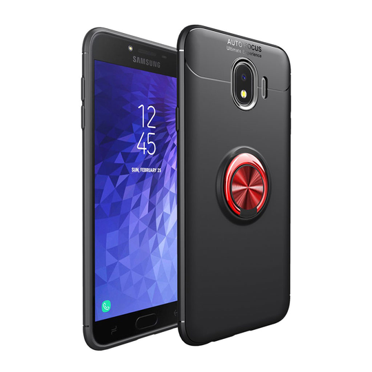 Samsung Galaxy J4 (2018) stativskal med ring - Svart / Röd