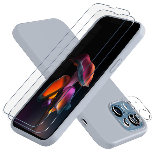iPhone 13 [5-PACK] 1 X Skal - 2 X Linsskydd - 2 X Härdat Glas - Ljus Blå