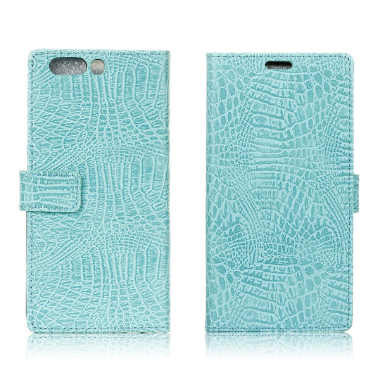 Huawei P10 krokodilskinn textur läderfodral - Cyan