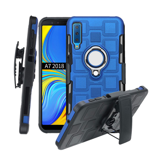Samsung Galaxy A7 (2018) hybridfodral med geometriskt mönster - ljusblå
