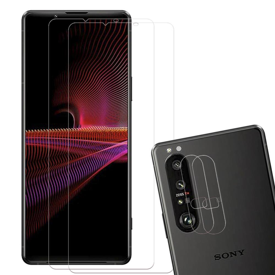 Sony Xperia 1 III [4-PACK] 2 X Linsskydd Glas + 2 X Härdat Glas