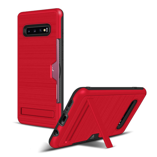 Samsung Galaxy S10 Plus skal med borstad yta - Röd