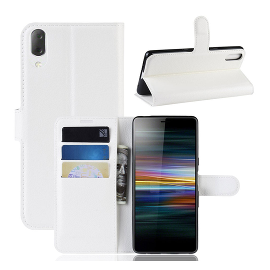 Sony Xperia L3 konstläderfodral med litchi textur - Vit
