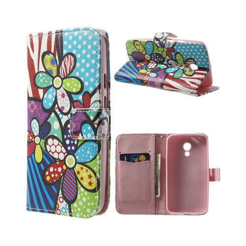 Moberg (Färgglada Blommor) Motorola Moto G2 Läder Flip Fodral