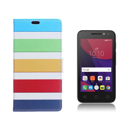 Alcatel OneTouch Pixi 4 (4) läderfodral - Färgade ränder