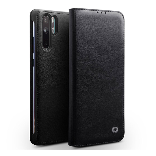 QIALINO Huawei P30 Pro fodral i äkta läder - Svart