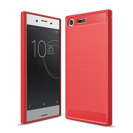 Sony Xperia XZ Premium Skal med unik karbonfiber design - Röd