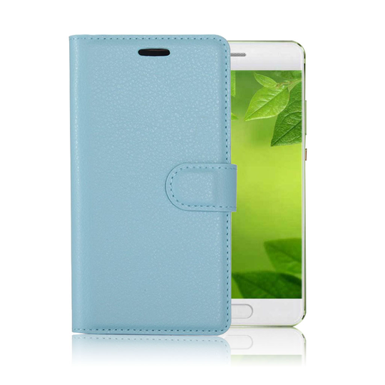 Huawei P10 litchi fiber läderfodral - Ljusblå