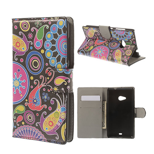 Moberg Microsoft Lumia 535 Läder Fodral med Korthållare - Paisley Blommor
