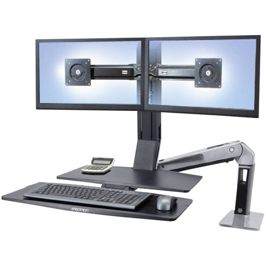 Ergotron WorkFit-A 2x Monitor bordsfäste 25,4 cm (10) - 61,0 cm (24) Justerbar i höjd, Tangentbordsbricka, Tiltbar, Svängbar, Roterbar
