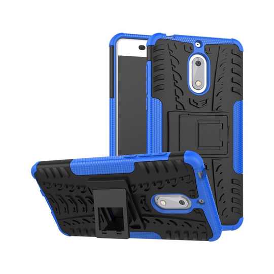 Nokia 6 Modernt hybird skal med kickstand - Blå