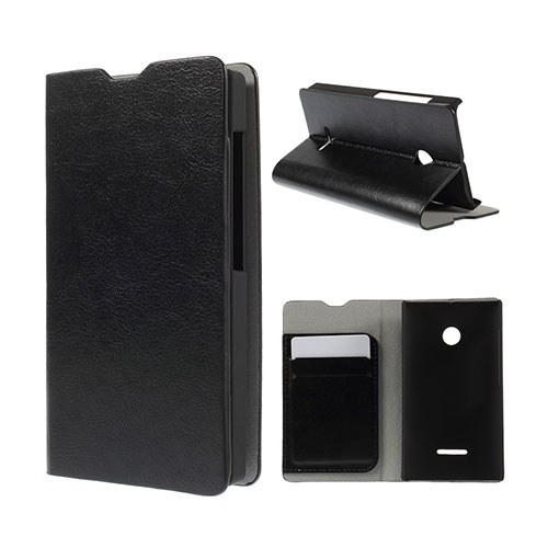 Amdrup (Svart) Microsoft Lumia 435 Läder Fodral med Korthållare