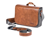Olympus OM-D Messenger Bag - Axelremsväska för kamera med zoomlins - läder - för Olympus PEN-F OM-D E-M1, E-M10, EM-5, E-M5 PEN E-P5, E-P7, E-PL6, E-PL7, E-PM1, E-PM2