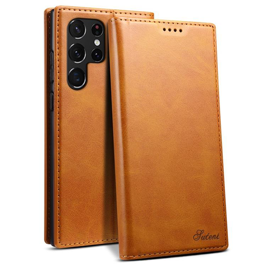 SUTENI Läder Fodral Galaxy S22 Ultra 5G - Khaki