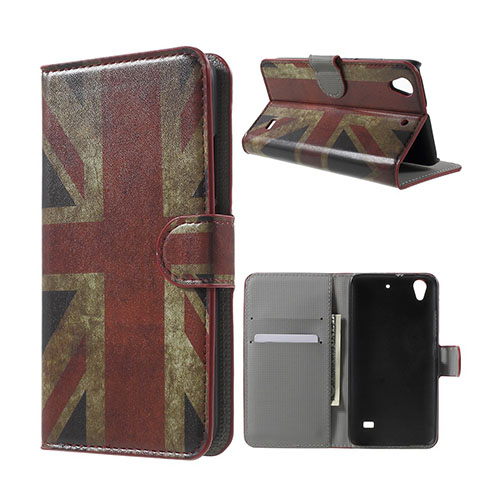 Moberg Huawei Ascend G620S Läderfodral med Plånbok - Vintage UK Flagga