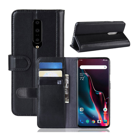 OnePlus 7 Pro split leather fodral - Svart