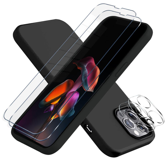 iPhone 13 Pro Max [5-PACK] 1 X Skal - 2 X Linsskydd - 2 X Härdat Glas - Svart