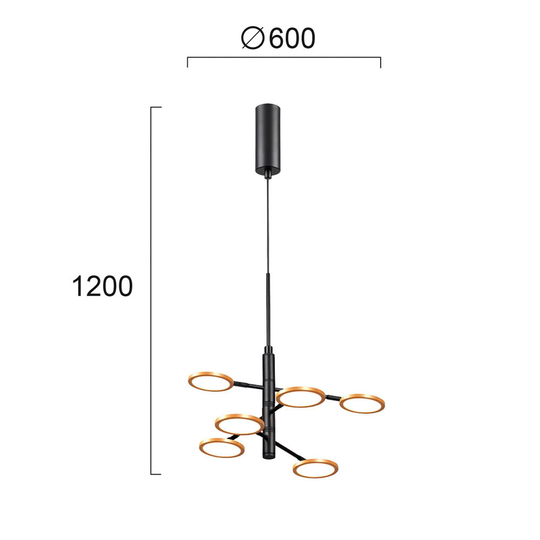 LED-hänglampa Sparkle, Ø 60 cm, 6 lampor