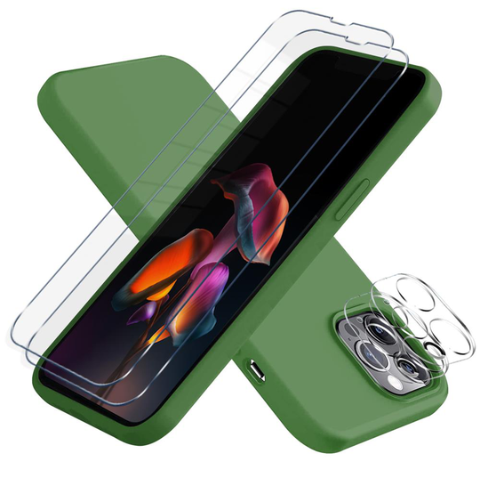 iPhone 13 Pro [5-PACK] 1 X Skal - 2 X Linsskydd - 2 X Härdat Glas - Grön