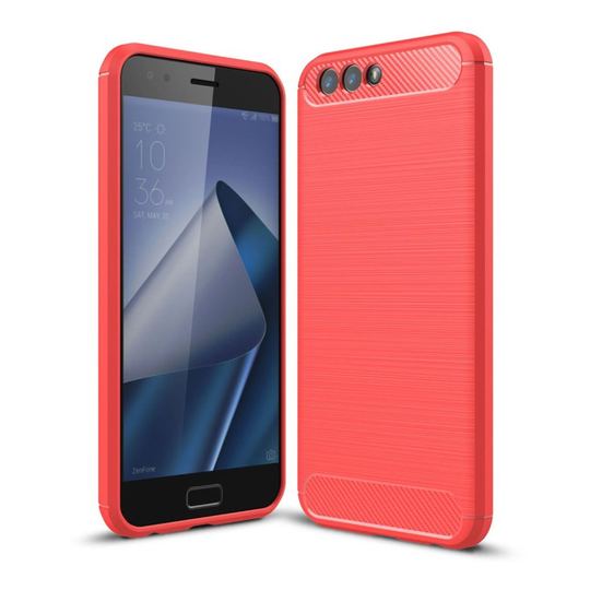 ASUS Zenfone 4 (ZE554KL) Unikt kolfiber skal - Röd