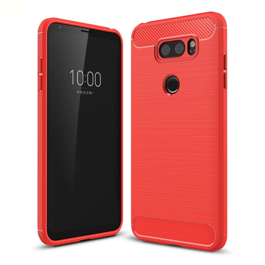 LG V30 Karbon fiber designat skal - Röd