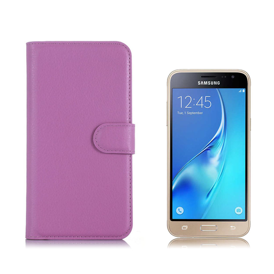 Samsung Galaxy J3 (2016) / J3 litchi läderfodral - Lila