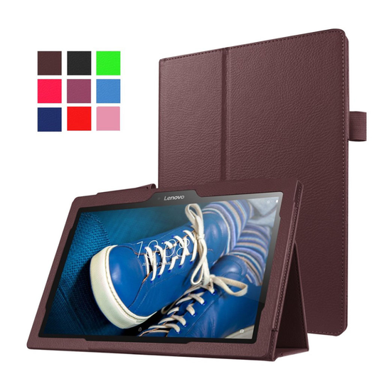 Lenovo Tab 3 Plus 10 litchi textur läderfodral - Brun