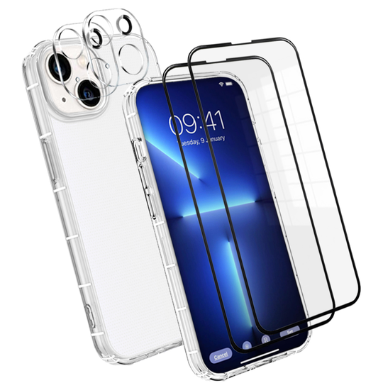 iPhone 13 Mini [5-PACK] 1 X Skal - 2 X Linsskydd - 2 X Härdat Glas