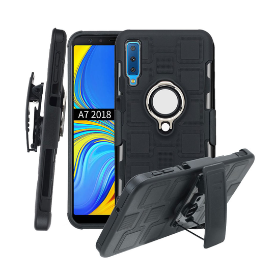 Samsung Galaxy A7 (2018) hybridfodral med geometriskt mönster - svart