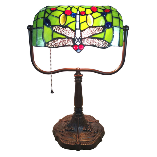 Skrivbordslampa 6012 Tiffany-stil trollsländadekor