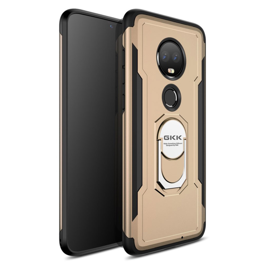 GKK Motorola Moto G7 hybridskal med stativ som kan roteras 360 grader - guld