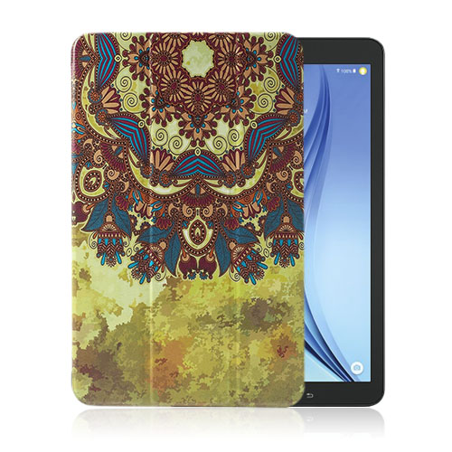 Moberg Tri-fold Läderfodral till Samsung Galaxy Tab E. 9.6 - Henna Mehndi Mönster