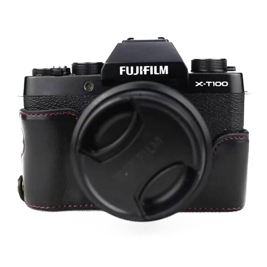 Fujifilm X-T100 kameraskydd konstläder - Svart