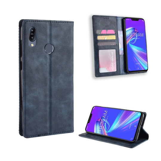 Asus ZenFone Max (M2) plånboksfodral i läder i vintagestil - blå