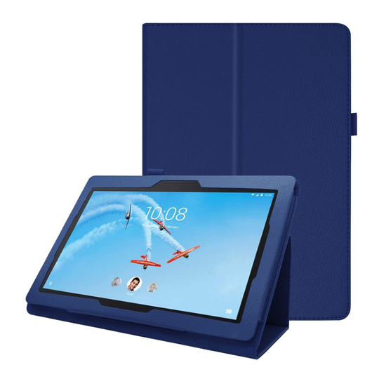 Lenovo Tab E10 Litchi läderfodral - Blå
