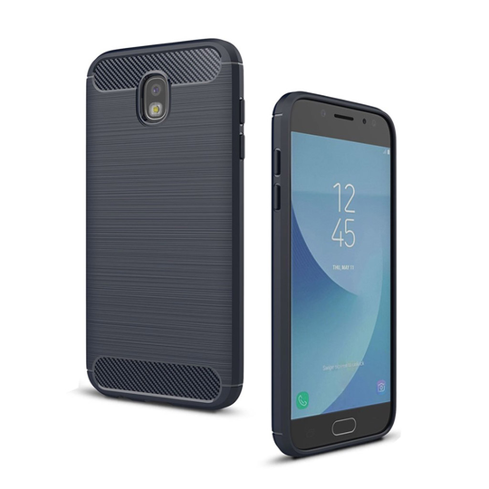 Samsung Galaxy J5 (2017) Skal med karbonfiber textur - Mörk blå