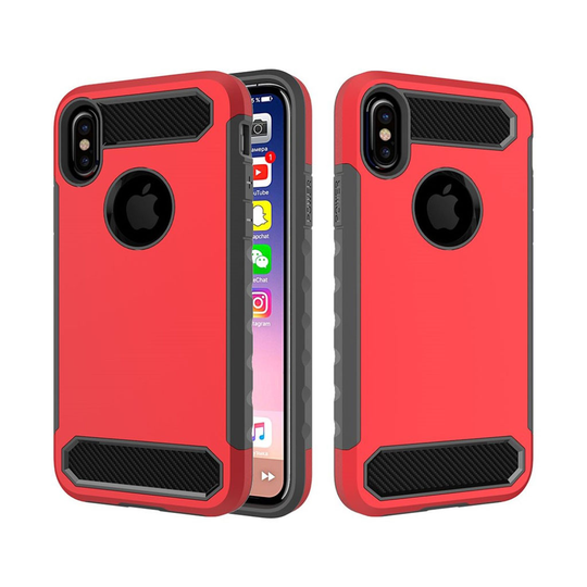 iPhone X Karbon fiber designat skal - Röd