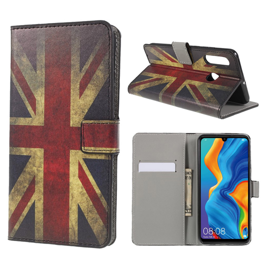 Huawei P30 Lite konstläderfodral med tryck - Storbrittaniens flagga