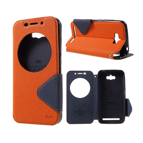 ROAR KOREA Läderfodral med ett Fönster för Asus Zenfone Max ZC550KL - Orange