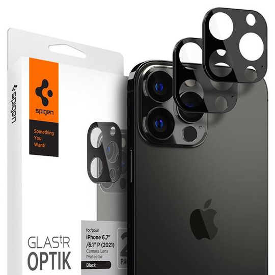 Spigen Optik.Tr Linsskydd 2-Pack iPhone 13 Pro / 13 Pro Max - Svart