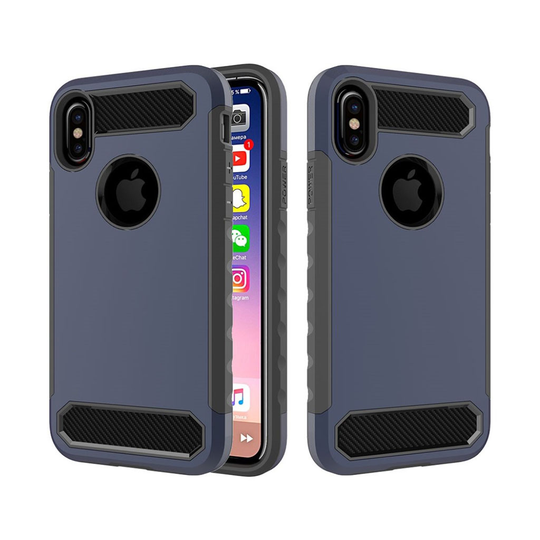 iPhone X Karbon fiber designat skal - Mörk blå