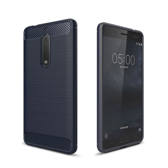 Nokia 5 Skal med modern karbon fiber design - Blå