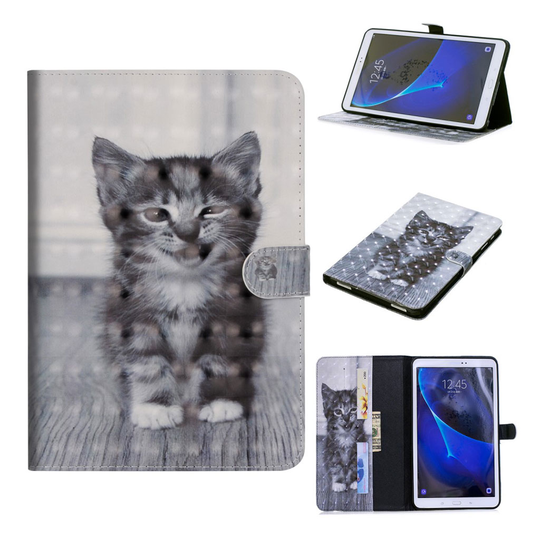 Samsung Galaxy Tab A 10.1 (2016) konstlädersfodral med fint motiv - Söt katt