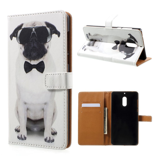 Nokia 6 läderfodral m. motiv - Hund