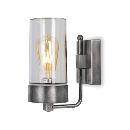Utomhusvägglampa Silindar 3390, nickel antik/klar