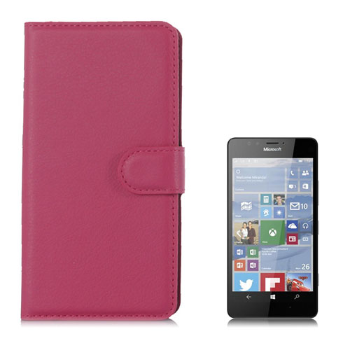 Jensen Microsoft Lumia 950 Läderfodral med Stativ - Varm Rosa