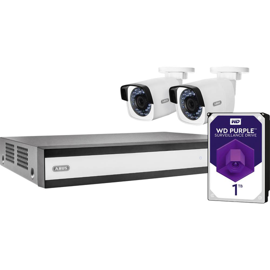 ABUS : AutoID_3033324 LAN, WiFi IP-Övervakningskameraset 4 kanaler med 2 kameror 1920 x 1080 pixel 1 TB